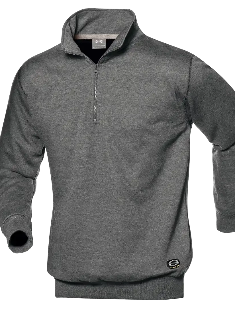 SIR SAFETY SIRFLEX ZIP COLLAR SWEATSHIRT, MELANGE GREY